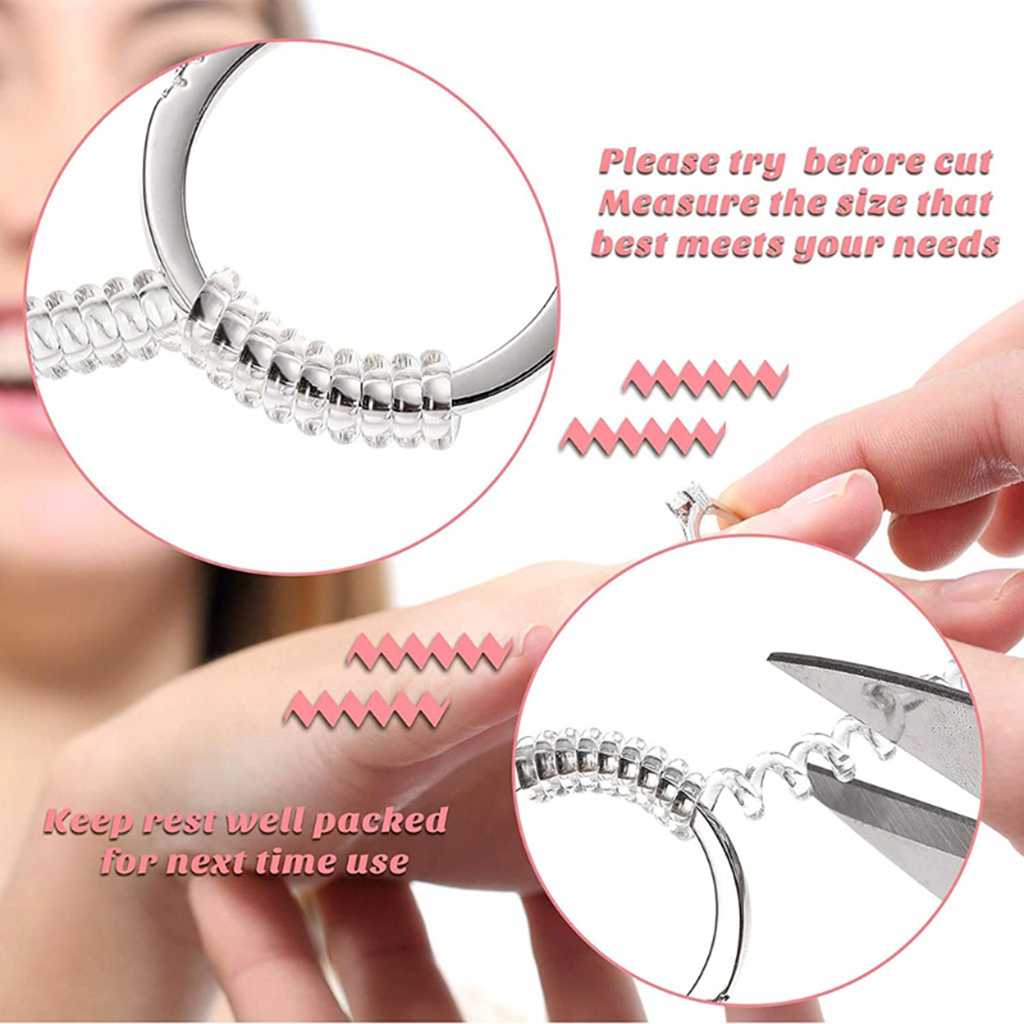 Techinal 8Pieces Ring Size Adjuster for Loose Ring Clear Plastic Ring Guard  Clips Women 